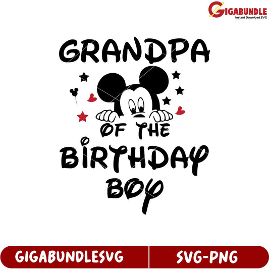 Grandpa Birthday Boy SVG Design with Mickey Mouse Character Art