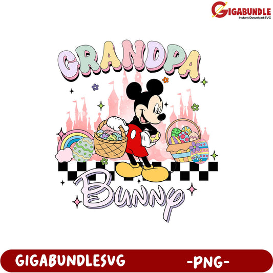 Grandpa Bunny Easter PNG Design Featuring Mickey Mouse