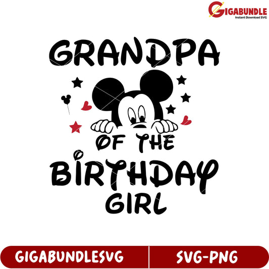 Grandpa Gift SVG File for Birthday Girl Mickey Mouse Design Download