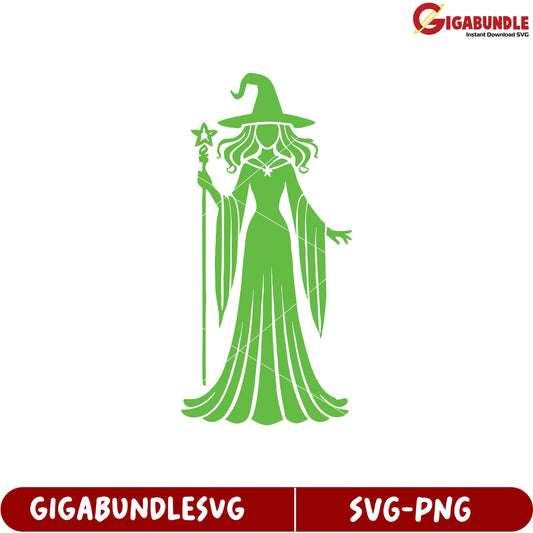 Green Witch Clipart for Halloween Crafts SVG Instant Download Design