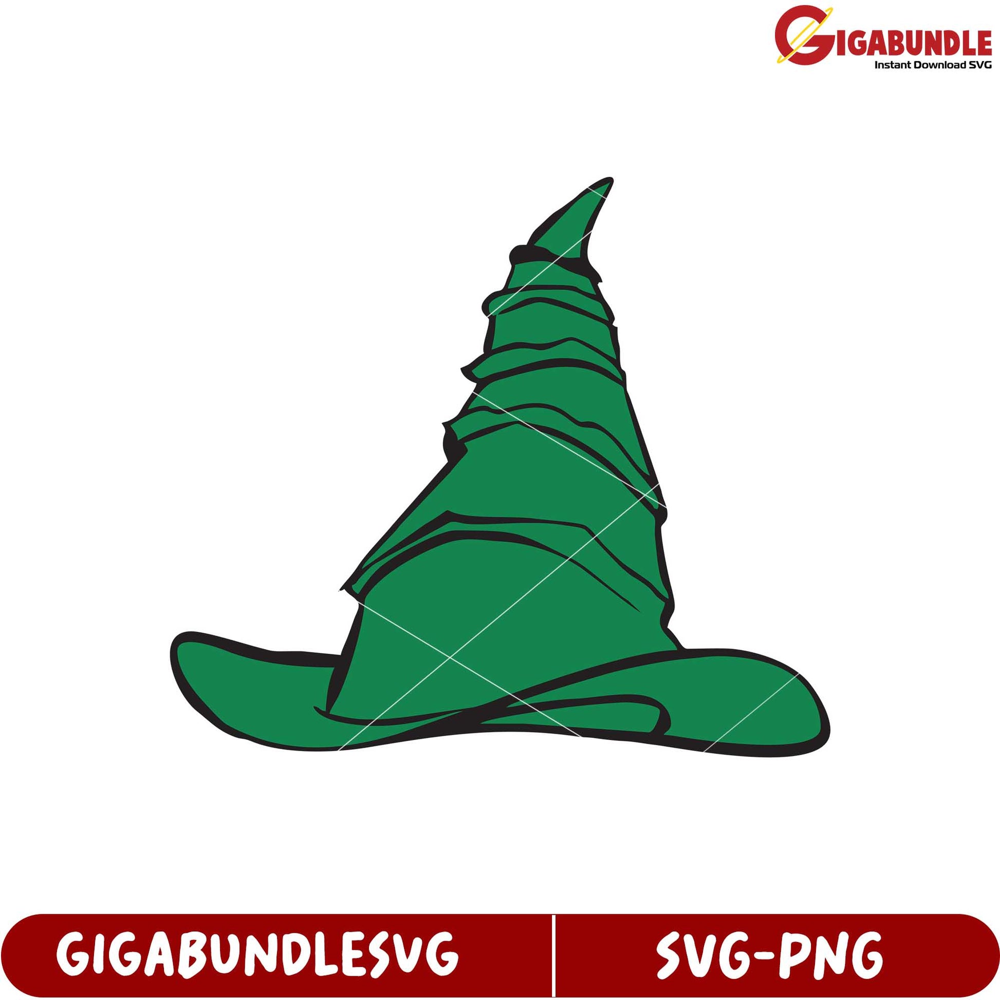 Green Witch Hat SVG Design for Halloween Crafts and Projects