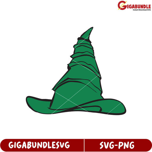 Green Witch Hat SVG Design for Halloween Crafts and Projects