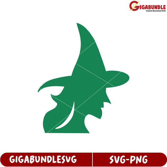 Green Witch Silhouette SVG File for Crafting and Design Projects