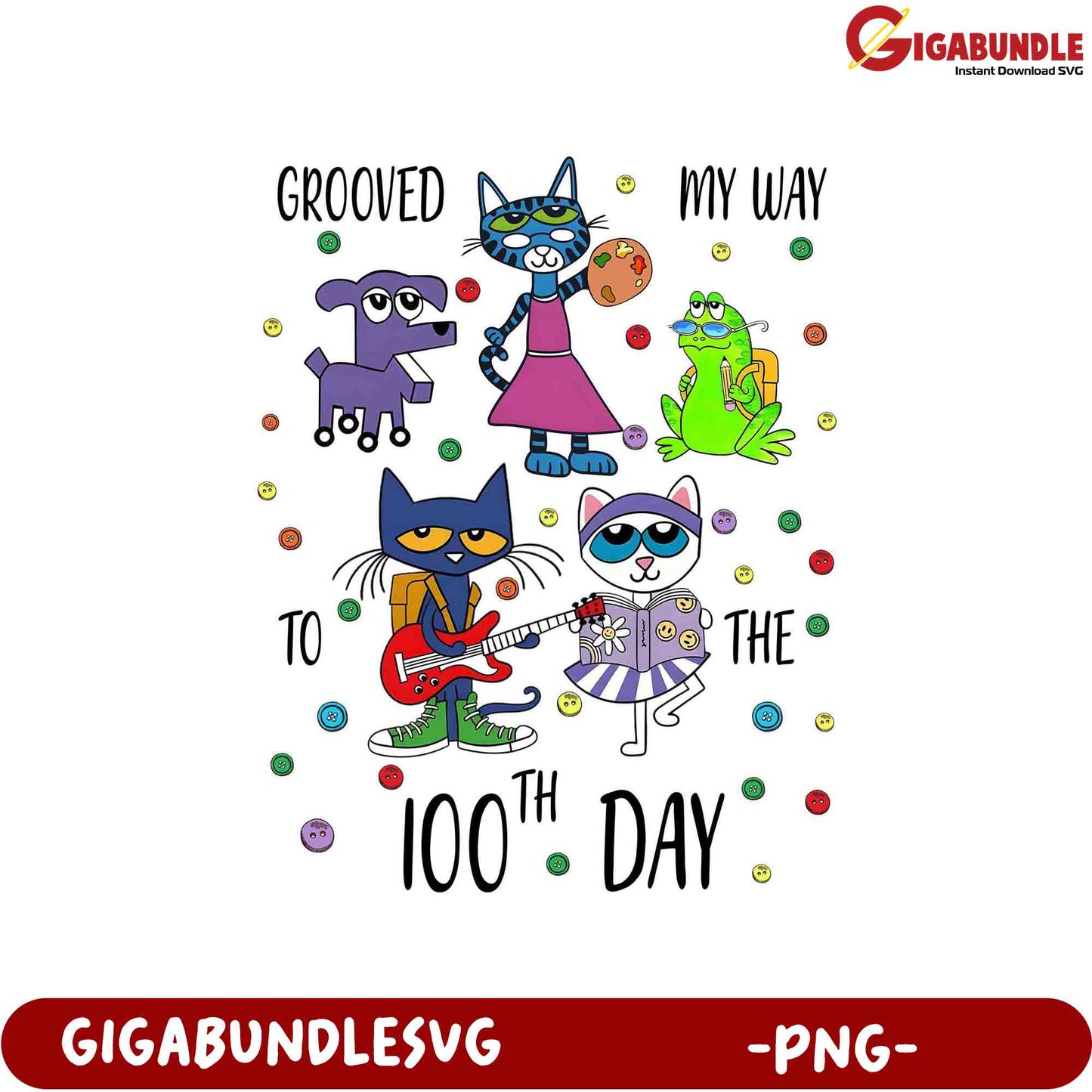 Grooved My Way to the 100th Day Cute Animal PNG