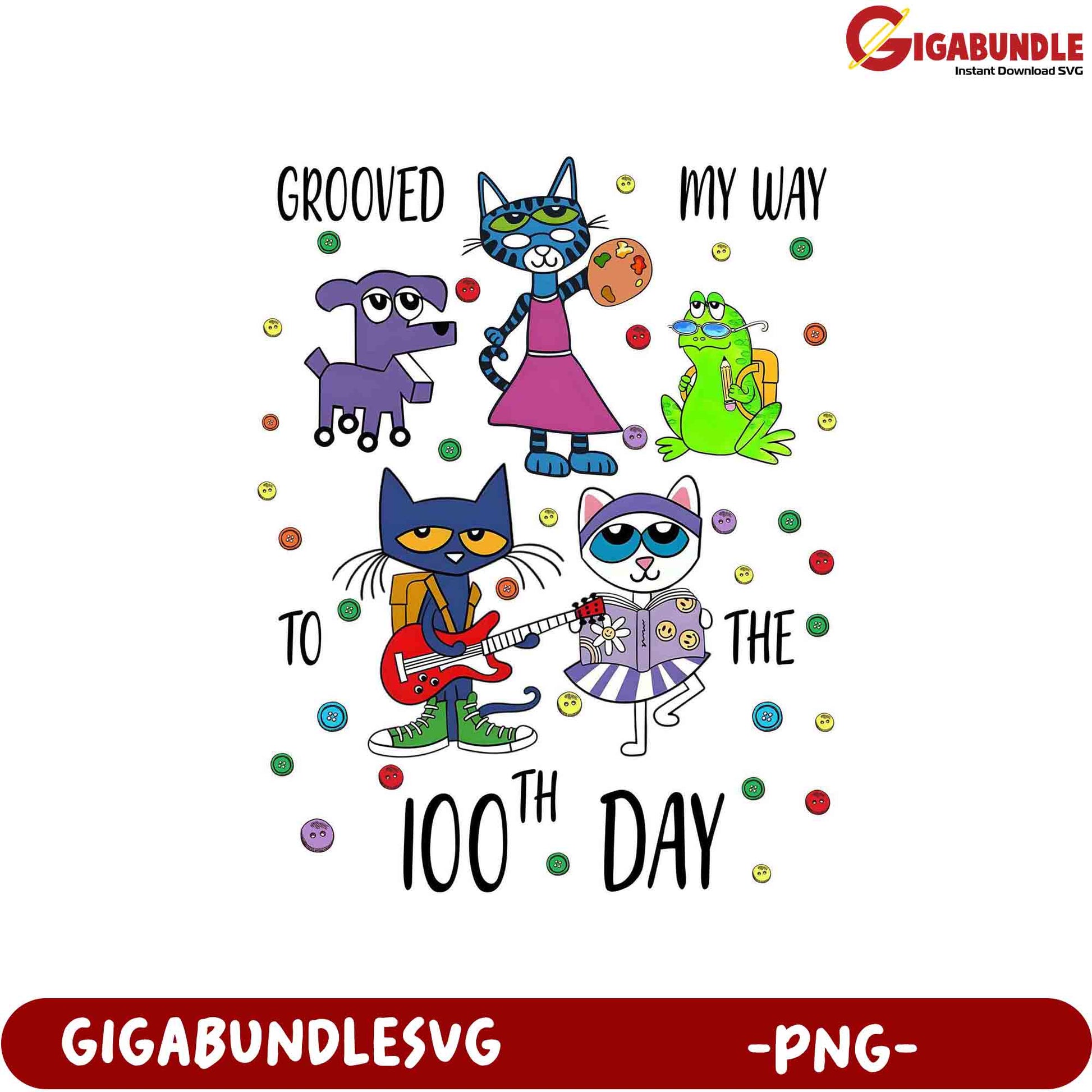 Grooved My Way to the 100th Day Cute Animal PNG