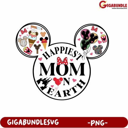 Happiest Mom on Earth PNG Graphic for Magical Celebrations