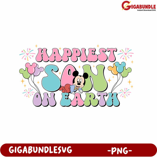 Happiest Son on Earth Mickey Mouse PNG Graphic Design