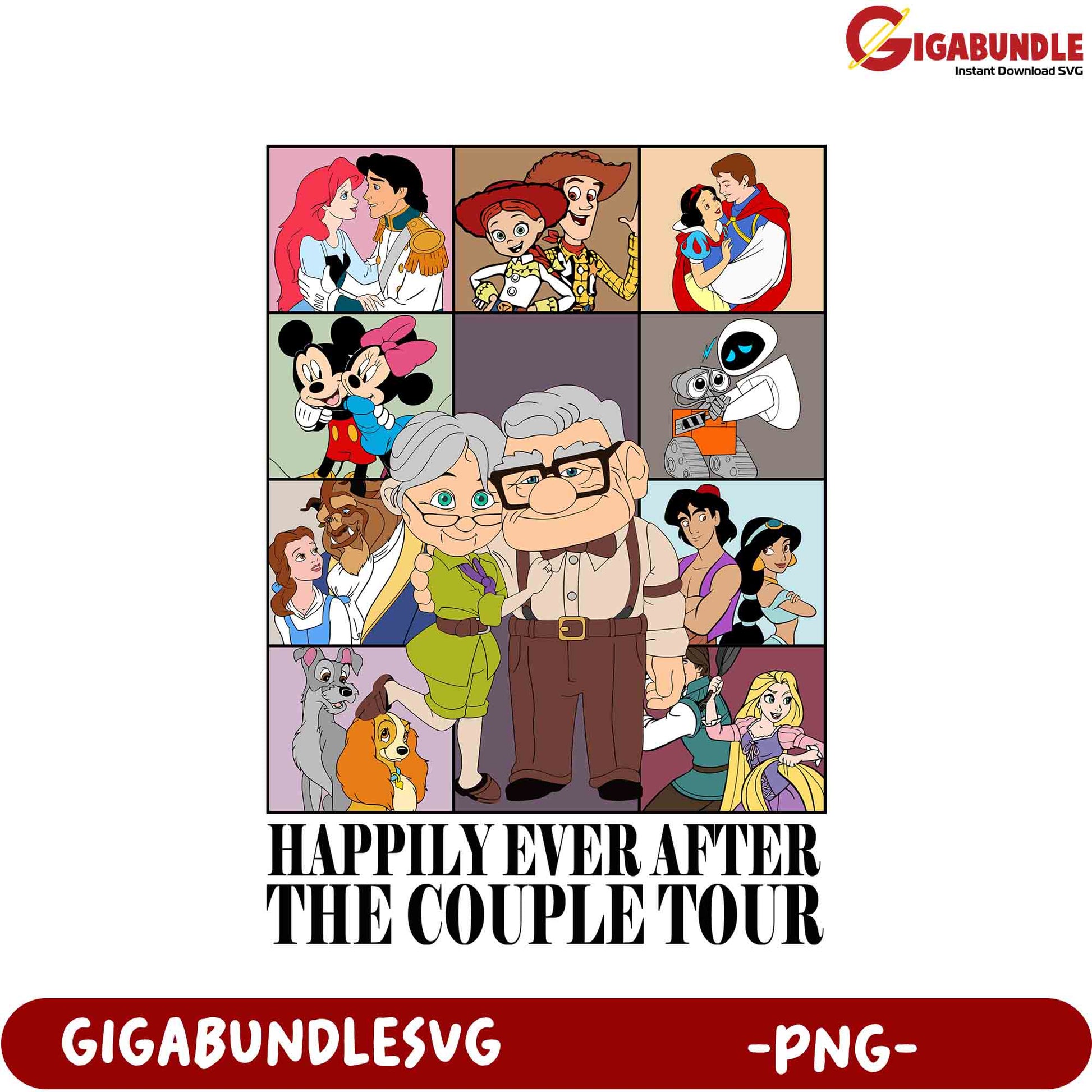 Happily Ever After The Couple Tour PNG - Disney-Inspired Cartoon Art