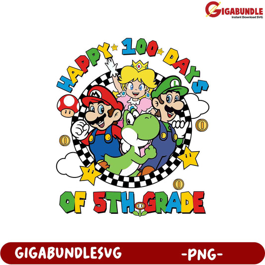 Happy 100 Days of 5th Grade PNG - Mario and Friends