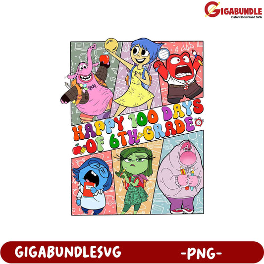 Happy 100 Days of 6th Grade Fun  PNG Clipart Design