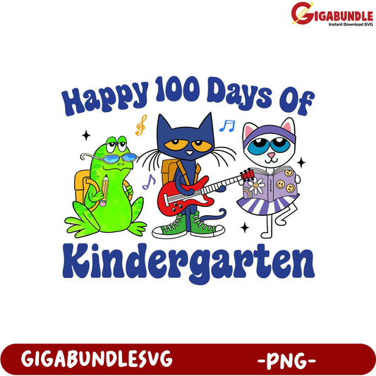 Happy 100 Days of Kindergarten Fun - Cute PNG Design