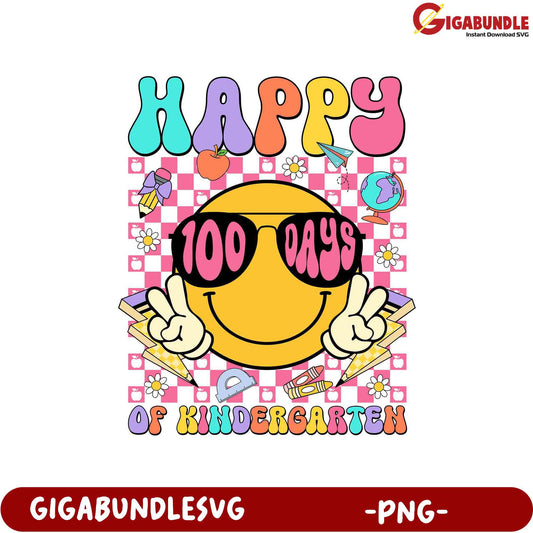 Happy 100 Days of Kindergarten PNG Design for Kids