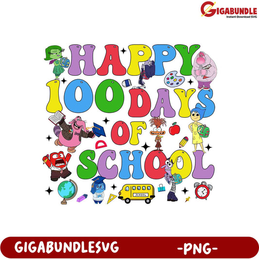 Happy 100 Days of School Colorful PNG Design Bundle