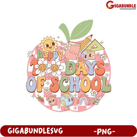 Happy 100 Days of School Cute PNG Design for Kids