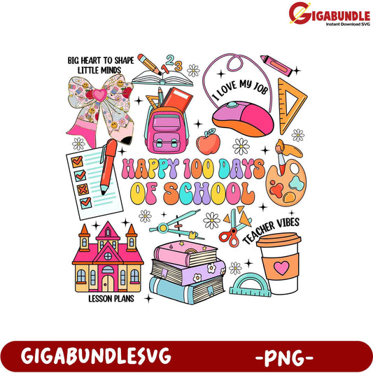 Happy 100 Days of School PNG - Cute Teacher Designs