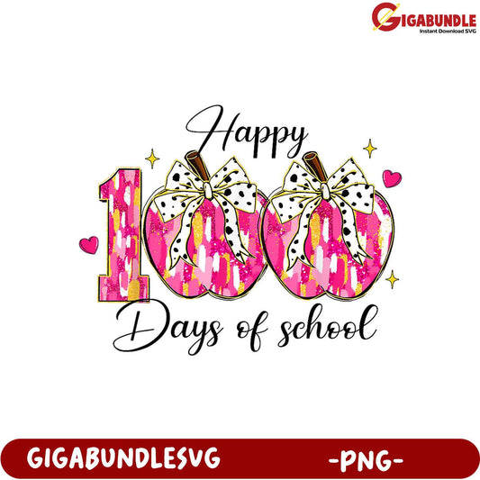 Happy 100 Days of School PNG Artwork for Celebrations