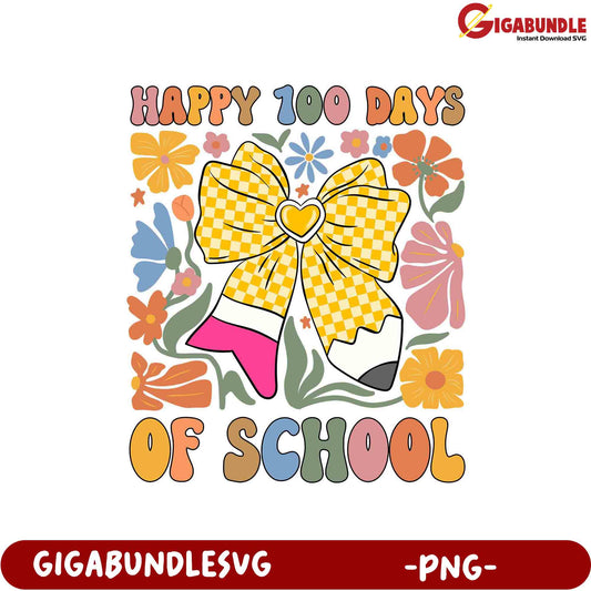 Happy 100 Days of School PNG Design for Celebrations