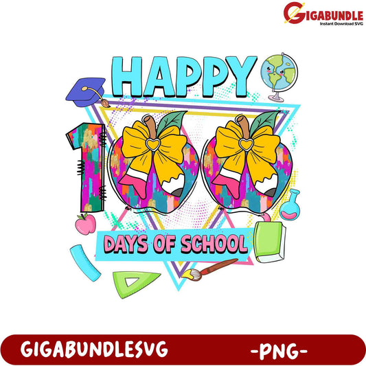 Happy 100 Days of School PNG Design for Kids