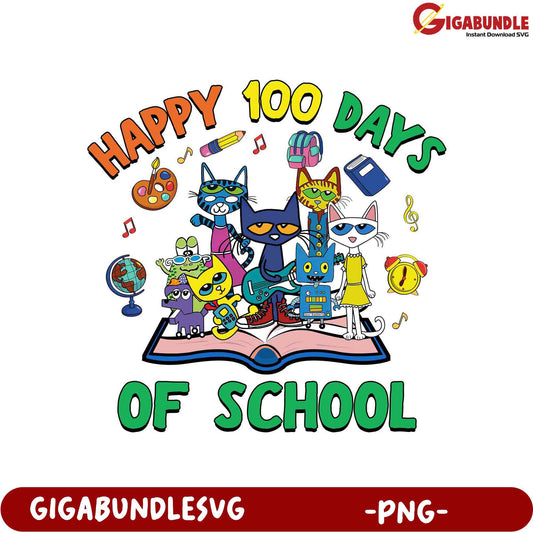 Happy 100 Days of School PNG Design for Kids' Crafts