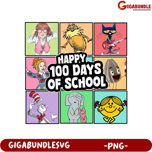 Happy 100 Days of School PNG Fun & Colorful Design
