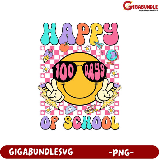 Happy 100 Days of School PNG Graphic Design Fun