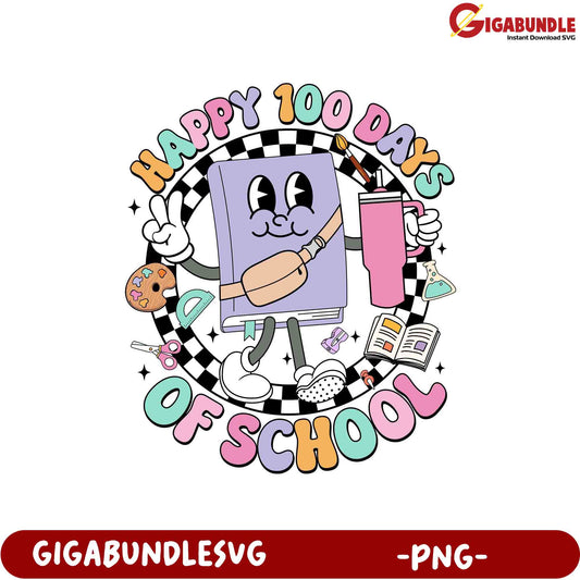 Happy 100 Days of School PNG Graphic for Celebration
