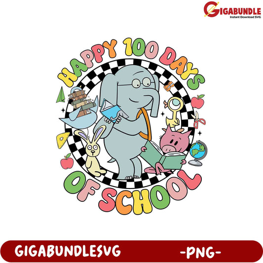 Happy 100 Days of School PNG Graphic for Kids