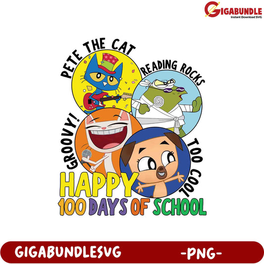 Happy 100 Days of School PNG  Pete the Cat Design