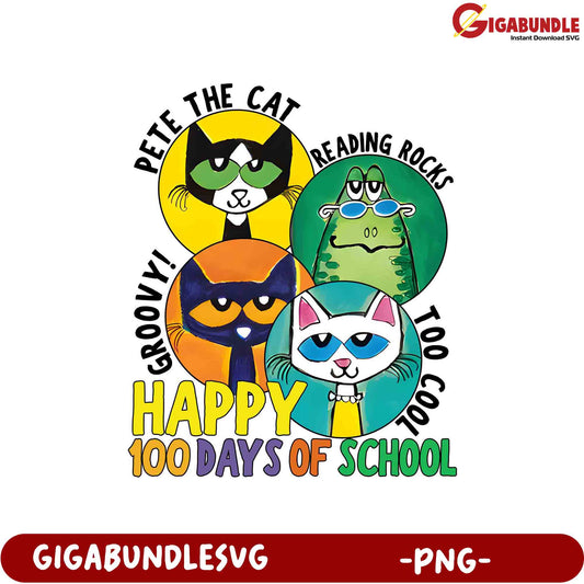 Happy 100 Days of School Pete the Cat PNG Design