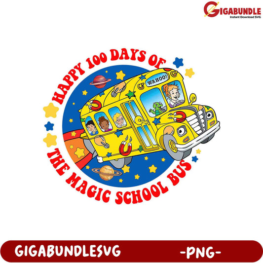 Happy 100 Days of The Magic School Bus PNG Design
