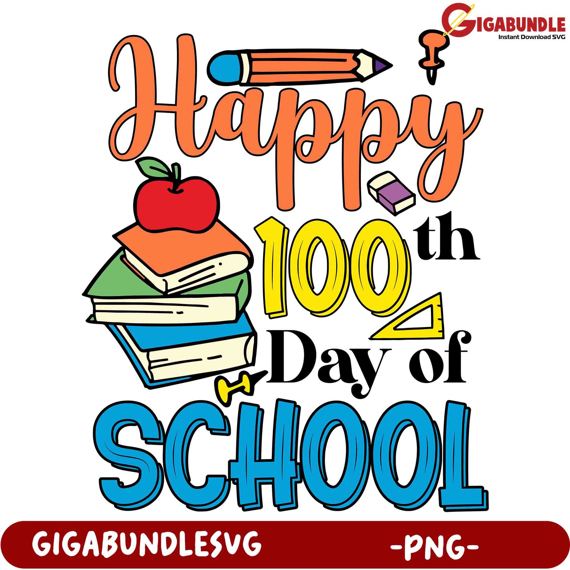 Happy 100th Day of School PNG Design