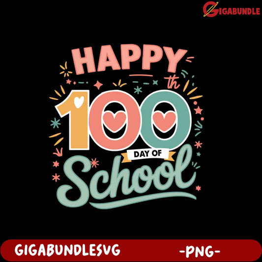 Happy 100th Day of School PNG Design for Celebrations