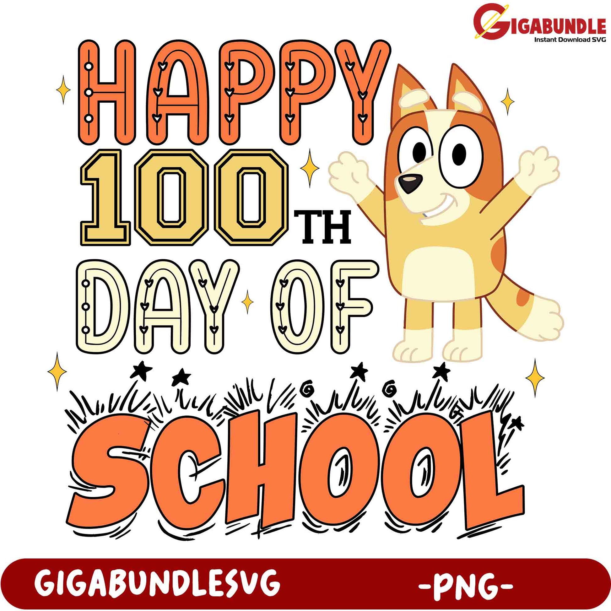 Happy 100th Day of School PNG Dog Design