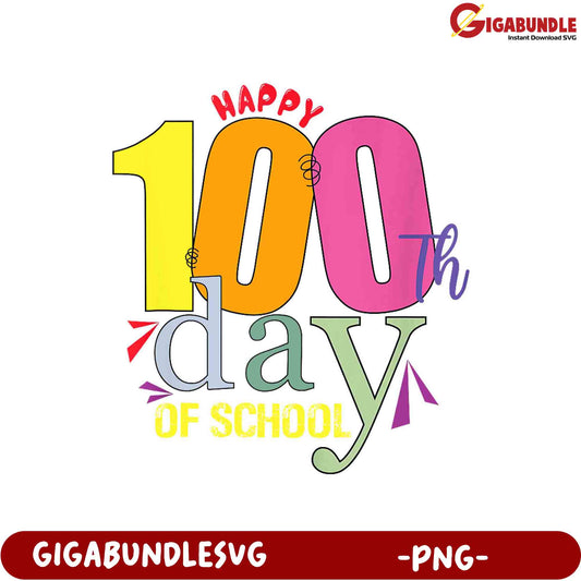 Happy 100th Day of School PNG Graphic for Celebrations