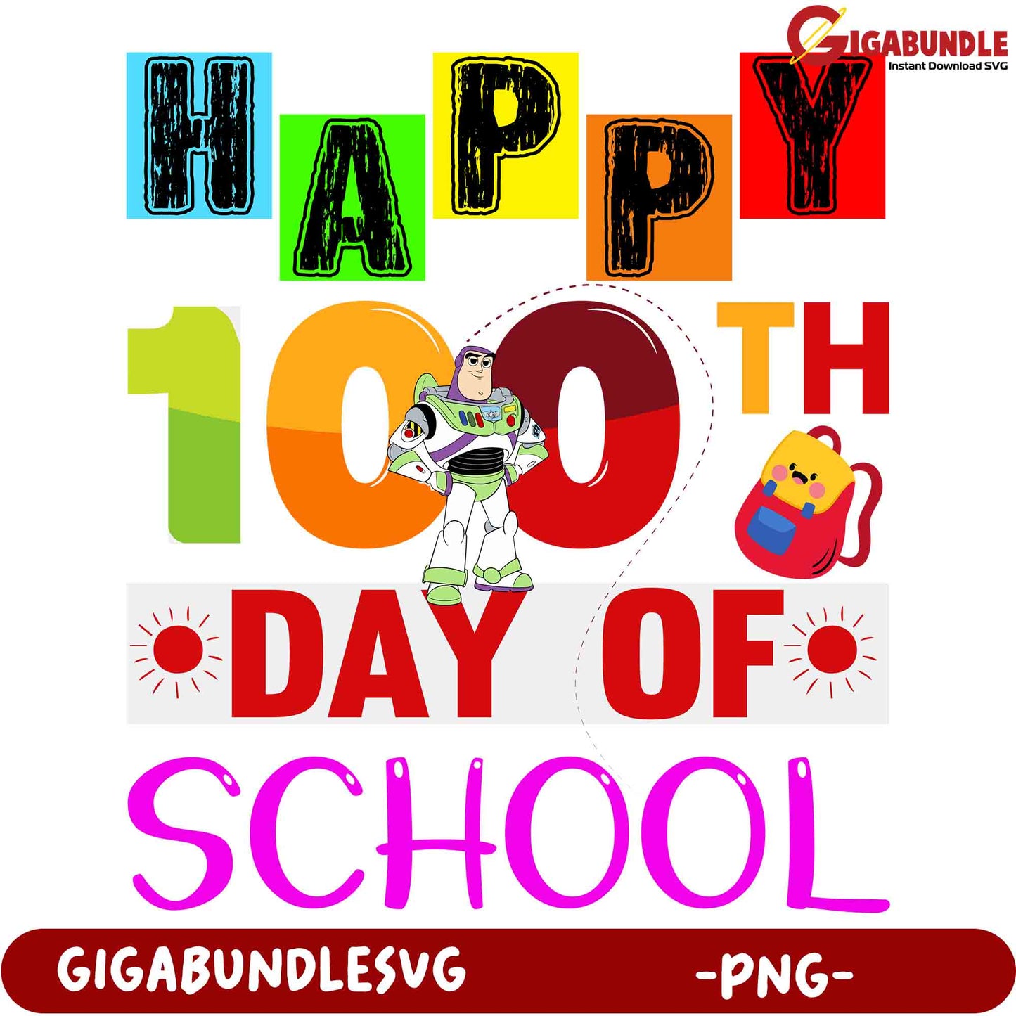 Happy 100th Day of School PNG SVG