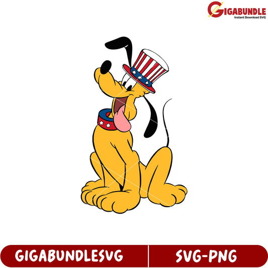 Happy Cartoon Dog Wearing Patriotic Hat SVG Download for Projects
