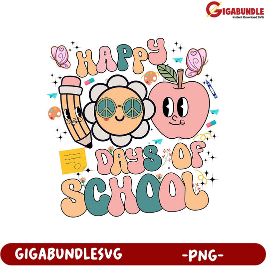 Happy Days of School Cute PNG Design for Kids