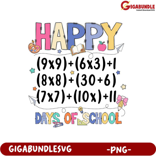 Happy Days of School PNG Graphic for Teaching & Crafts