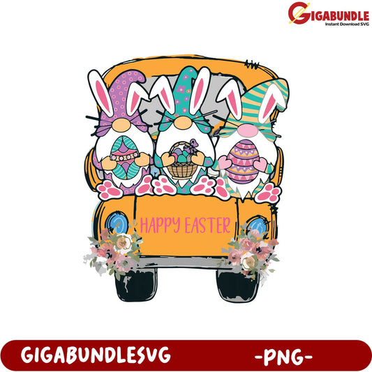 Happy Easter Bunny Bus PNG  Cute Easter Decor Design