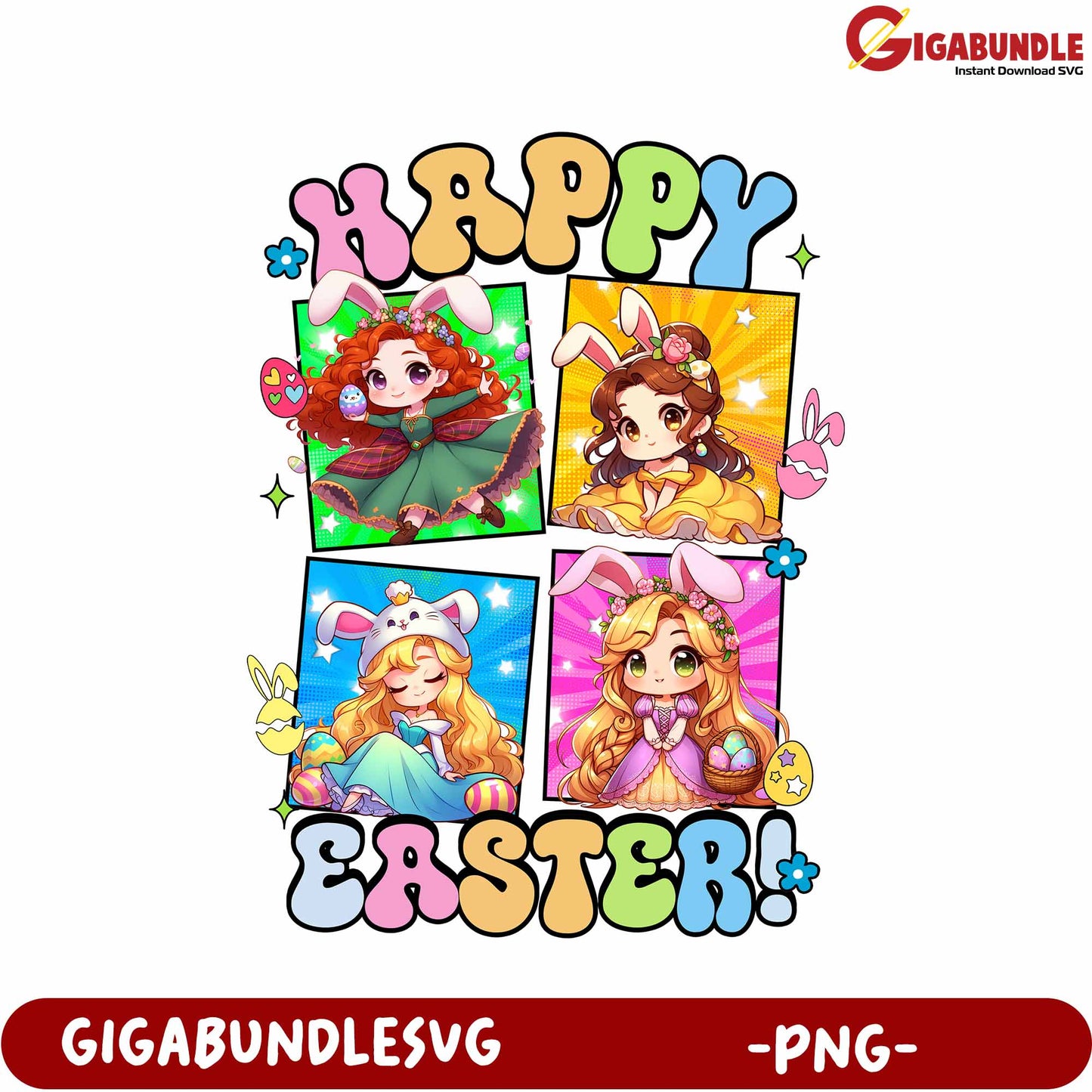 Happy Easter Cute Character Design PNG for Spring Celebrations