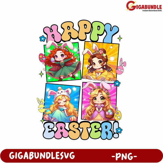 Happy Easter Cute Character Design PNG for Spring Celebrations