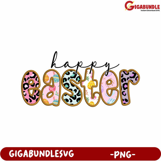 Happy Easter Decorative Lettering PNG for Crafts and Designs