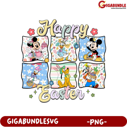 Happy Easter Disney Characters PNG Design for Spring Celebrations
