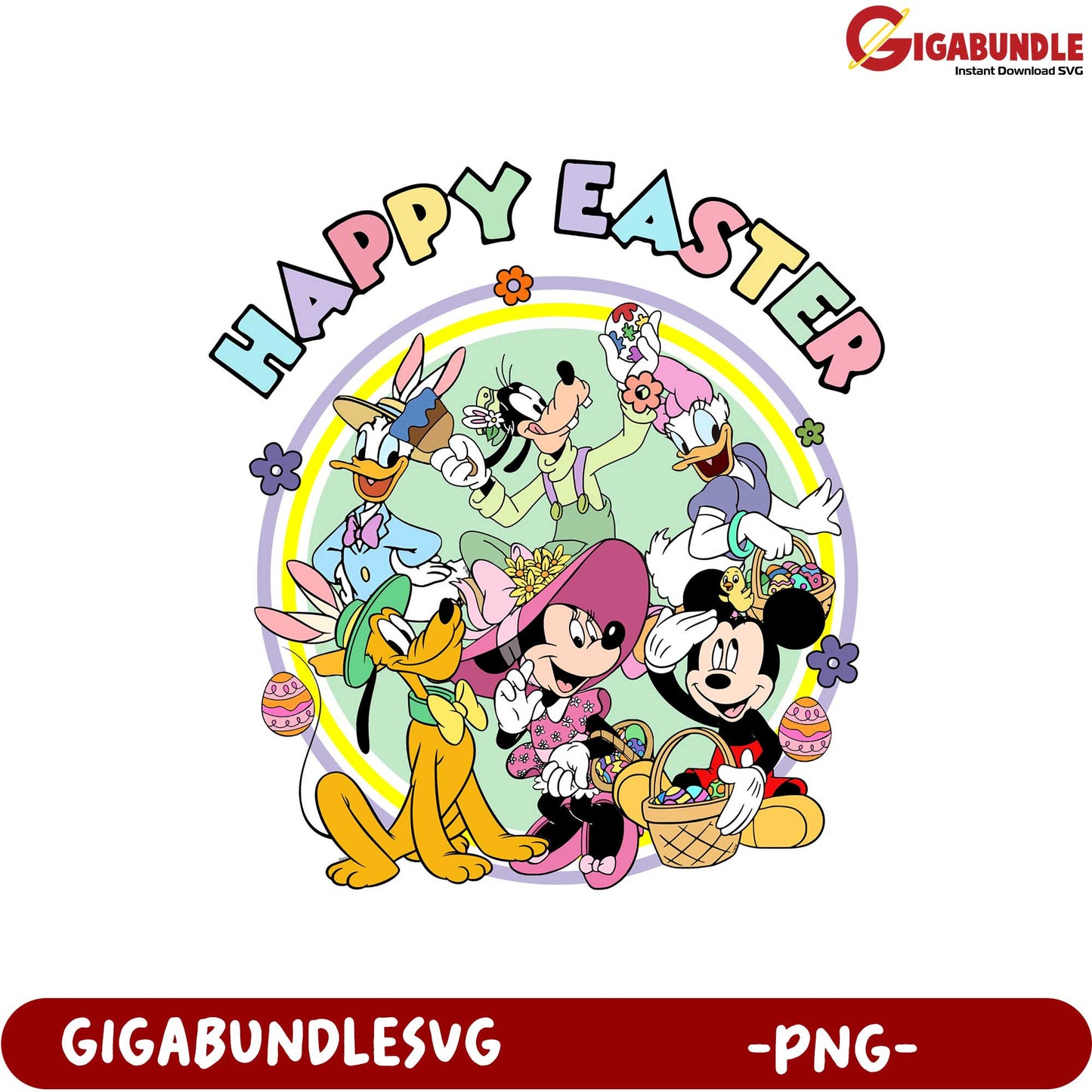 Happy Easter Disney Clipart PNG - Mickey Mouse & Friends