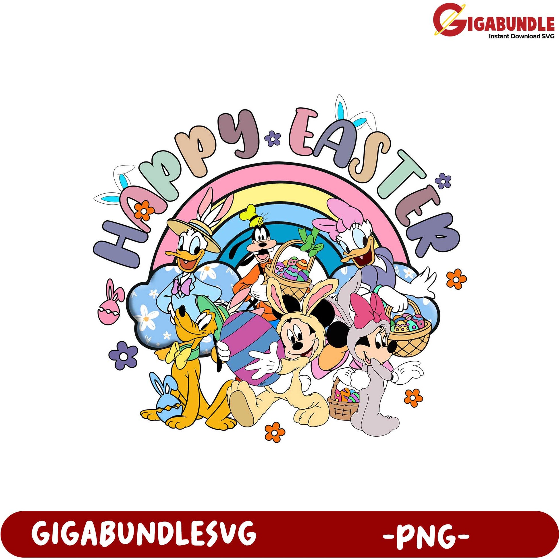Happy Easter Disney PNG Design - Fun Colorful Characters