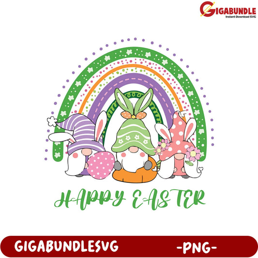 Happy Easter Gnome SVG Design with Rainbow – PNG Format Download
