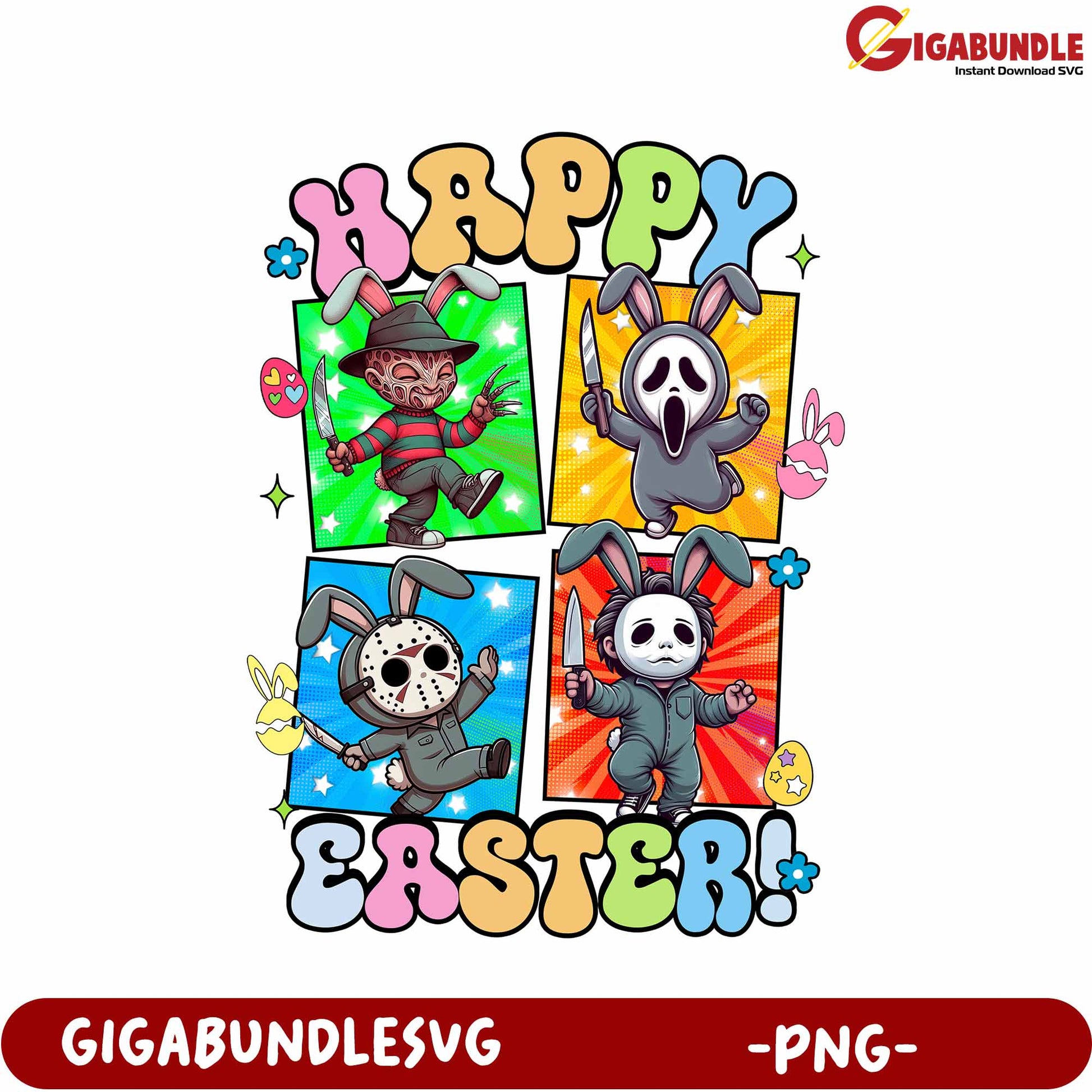 Happy Easter Horror Bunny PNG Design for Festive Celebrations