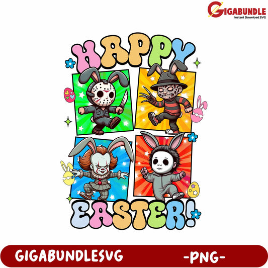 Happy Easter Horror Characters Bunny PNG Design for Fun Celebrations