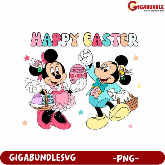Happy Easter Mickey Minnie PNG Design for Creative Projects