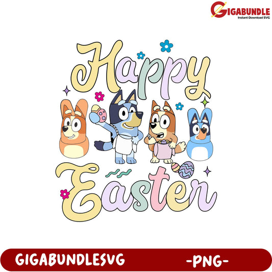 Happy Easter PNG Design with Adorable Corgi Characters